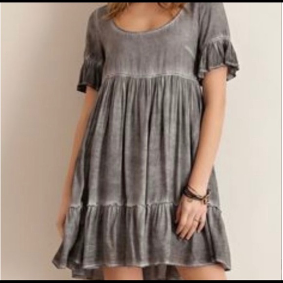 ENTRO SMOKEY GRAY BOHO TUNIC Large - Picture 2 of 3